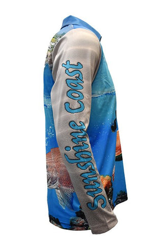 Adult Long Sleeve Shirt - Fishing Sunshine Coast - Design Works Apparel - Create Your Vibe Outdoors sun protection