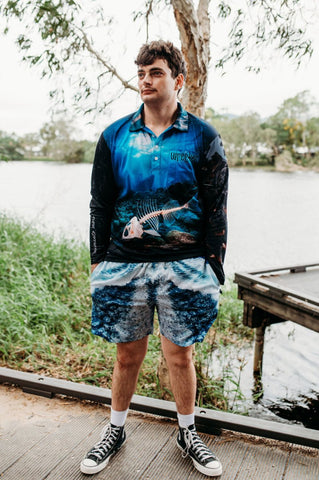 Adult Long Sleeve Sun Safe Fishing Shirt - Abyss - Design Works Apparel - Create Your Vibe Outdoors sun protection