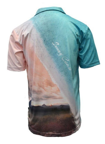 Adult Short Sleeve Button Up Sun Safe Hawaiian Shirt - Sunny Coast - Design Works Apparel - Create Your Vibe Outdoors sun protection