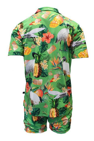 Adult Short Sleeve Sun Safe Hawaiian Shirt - Bin Chicken Green - Design Works Apparel - Create Your Vibe Outdoors sun protection