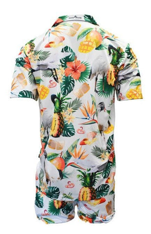 Adult Short Sleeve Sun Safe Hawaiian Shirt - Bin Chicken White - Design Works Apparel - Create Your Vibe Outdoors sun protection