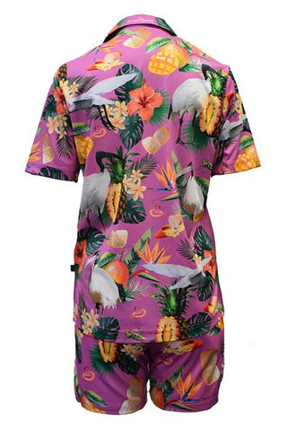 Adult Short Sleeve UPF50+ Hawaiian Shirt - Bin Chicken Pink - Design Works Apparel - Create Your Vibe Outdoors sun protection