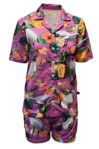 Adult Short Sleeve UPF50+ Hawaiian Shirt - Bin Chicken Pink - Design Works Apparel - Create Your Vibe Outdoors sun protection