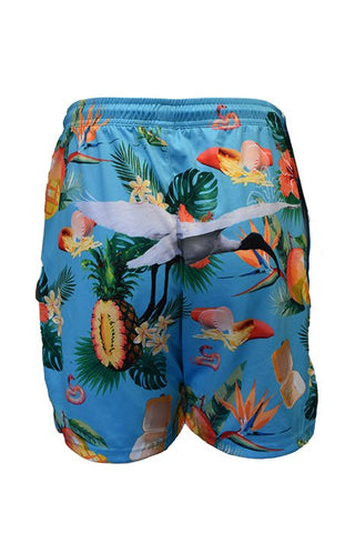 Adult Sun Safe Hawaiian Shorts - Bin Chicken Aqua Blue - Design Works Apparel - Create Your Vibe Outdoors sun protection