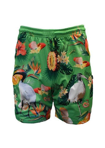 Adult Sun Safe Hawaiian Shorts - Bin Chicken Green - Design Works Apparel - Create Your Vibe Outdoors sun protection