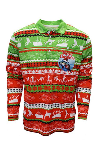 Adult Sun Safe Long Sleeve - Ugly Christmas Catch - Design Works Apparel sun protection