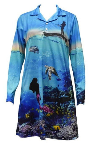 Outdoor Ladies UPF50 Fishing Dress - Under the Sea - Design Works Apparel - Create Your Vibe Outdoors sun protection