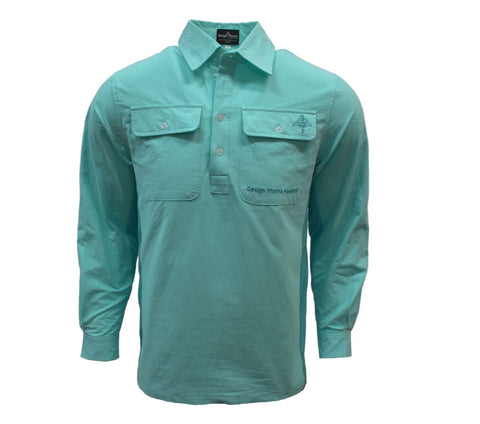 Adult Cotton Ringers Work Shirts - Bright Aqua - Design Works Apparel - Create Your Vibe Outdoors sun protection