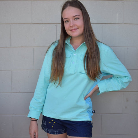 Adult Cotton Ringers Work Shirts - Bright Aqua - Design Works Apparel - Create Your Vibe Outdoors sun protection