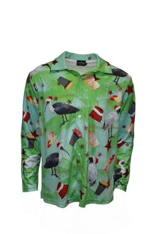 Adult Long Sleeve Button Up - Bin Chicken Ugly Christmas - Design Works Apparel - Create Your Vibe Outdoors sun protection