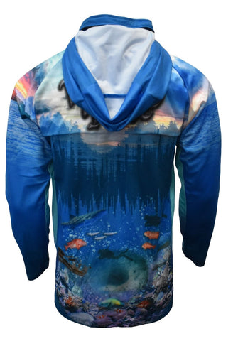 Adult Long Sleeve Fishing Hoodie - Wonky Hole - Design Works Apparel - Create Your Vibe Outdoors sun protection