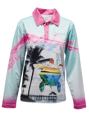 Adult Long Sleeve Fishing Shirt - Pink Jetty - Design Works Apparel - Create Your Vibe Outdoors sun protection