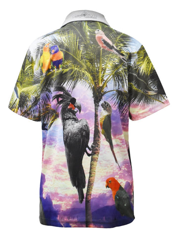 Adult Short Sleeve Gardening Tropical Fishing Shirt - Parrots - Design Works Apparel - Create Your Outdoors sun protection
