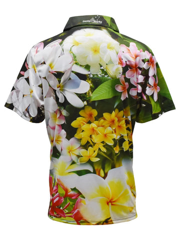 Adult Short Sleeve Gardening Tropical Shirt - Frangipani - Design Works Apparel - Create Your Vibe Outdoors sun protection