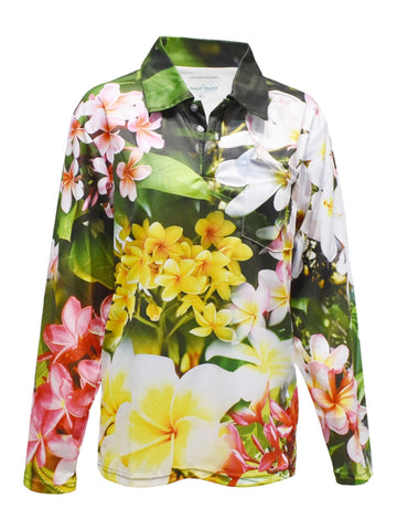 Adult Sun Long Sleeve Tropical Shirts - Frangipani - Design Works Apparel - Create Your Vibe Outdoors sun protection