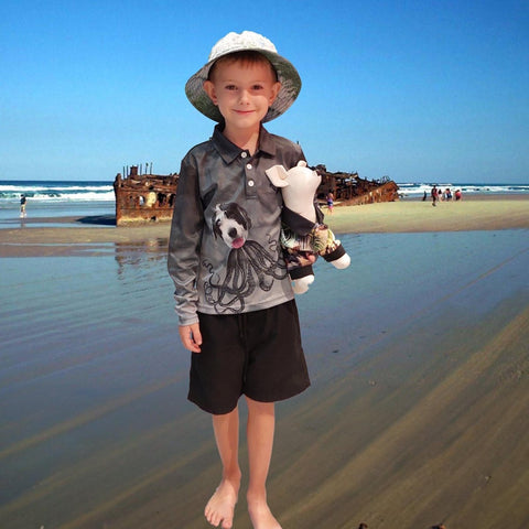Kids Long Sleeve Sun Safe Shirts - Salty Dog - Design Works Apparel - Create Your Vibe Outdoors sun protection