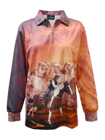 Women's Adult Long Sleeve - Brumby Dreaming - Design Works Apparel - Create Your Vibe Outdoors sun protection