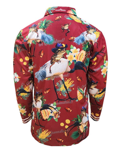 Adult Long Sleeve Fishing Shirt - Maroons - Design Works Apparel sun protection