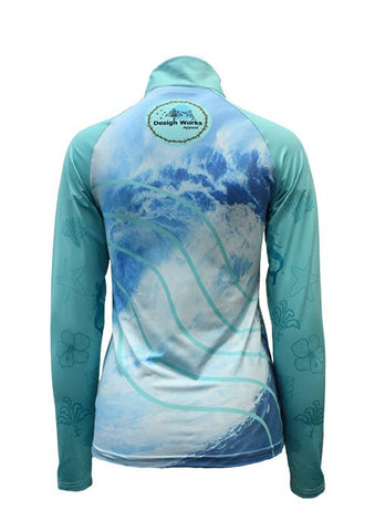Adult Long Sleeve Rashie - Aqua Waves - Design Works Apparel - Create Your Vibe Outdoors sun protection