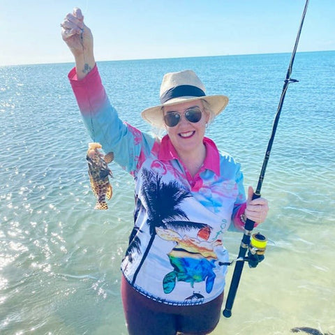 Adult Long Sleeve Sun Safe Fishing Shirt - Pink Jetty - Design Works Apparel - Create Your Vibe Outdoors sun protection