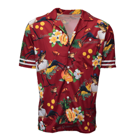 Adult Short Sleeve Full Button Up Shirt - Maroons - Design Works Apparel sun protection