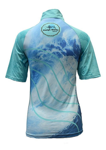 Adult Short Sleeve Rashie - Aqua Waves - Design Works Apparel - Create Your Vibe Outdoors sun protection