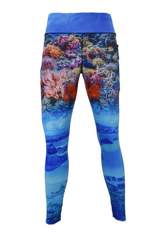 Adult UV Protective Leggings - The Great Barrier Reef - Design Works Apparel sun protection
