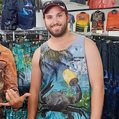 Adult UV Protective Tank Top Singlets - Grab Ya Crab - Design Works Apparel - Create Your Vibe Outdoors sun protection