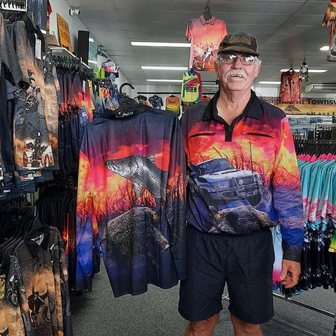Cane Boar Adult Long Sleeve UV Protective Hunting Camping Fishing Shirts with 2 Zip Pockets - Design Works Apparel - Create Your Vibe Outdoors sun protection