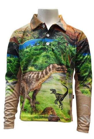 Kids Long Sleeve Shirt - Dinosaurs - Design Works Apparel - Create Your Vibe Outdoors sun protection