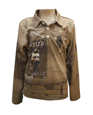 Kids Long Sleeve Sun Safe Shirts - Ned Kelly - Design Works Apparel sun protection