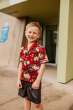 Load image into Gallery viewer, Kids Short Sleeve Button Up Sun Safe QLD Supporter Shirt - Maroons - Design Works Apparel - Create Your Vibe Outdoors sun protection