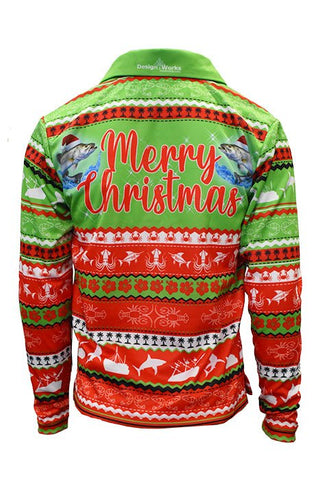 Kids Sun Safe Long Sleeve - Ugly Christmas Catch - Design Works Apparel sun protection