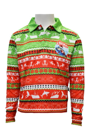 Kids Sun Safe Long Sleeve - Ugly Christmas Catch - Design Works Apparel sun protection