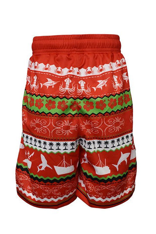Kids Sun Safe Shorts - Ugly Christmas Catch - Design Works Apparel sun protection