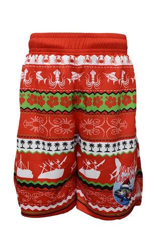 Kids Sun Safe Shorts - Ugly Christmas Catch - Design Works Apparel sun protection