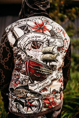 Long Sleeve UPF50+ Hoodie - Tattoo - Design Works Apparel - Create Your Vibe Outdoors sun protection