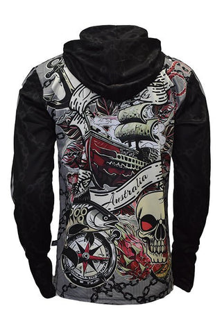 Long Sleeve UPF50+ Hoodie - Tattoo - Design Works Apparel - Create Your Vibe Outdoors sun protection