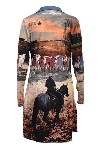 Outdoor Ladies UPF50 Sun Dress - Cattle - Design Works Apparel sun protection