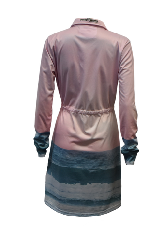 Ladies Sun Safe Outdoor Button-up Dress - Tropical Bliss - Made of Recycled fabric - Design Works Apparel