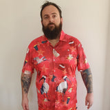 Load image into Gallery viewer, Red Adult Short Sleeve Sun Shirt - Bin Chicken Ugly Christmas - Design Works Apparel - Create Your Vibe Outdoors sun protection