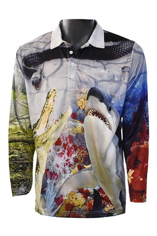 Sun Protective Long Sleeve Fishing Shirt - Cold Blooded Killers - Design Works Apparel sun protection