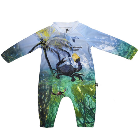 Sun Safe Baby Onesie - Grab Ya Crab - Design Works Apparel sun protection