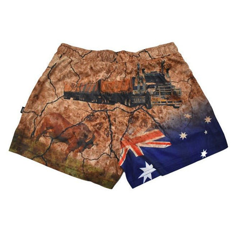Sun Safe Footy Shorts - My Country - Design Works Apparel - Create Your Vibe Outdoors sun protection