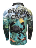 Load image into Gallery viewer, Adult Long Sleeve Button Fishing Shirts - Grab Ya Crab - Design Works Apparel - Create Your Vibe Outdoors sun protection