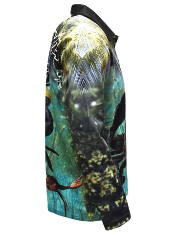 Adult Long Sleeve Button Fishing Shirts - Grab Ya Crab - Design Works Apparel - Create Your Vibe Outdoors sun protection