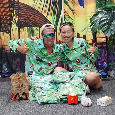 Adult Long Sleeve Button Up - Bin Chicken Ugly Christmas - Design Works Apparel - Create Your Vibe Outdoors sun protection