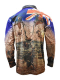 Load image into Gallery viewer, Adult Long Sleeve Fishing Shirt 2 Zip Pockets - My Country Australia - Design Works Apparel - Create Your Outdoors sun safety