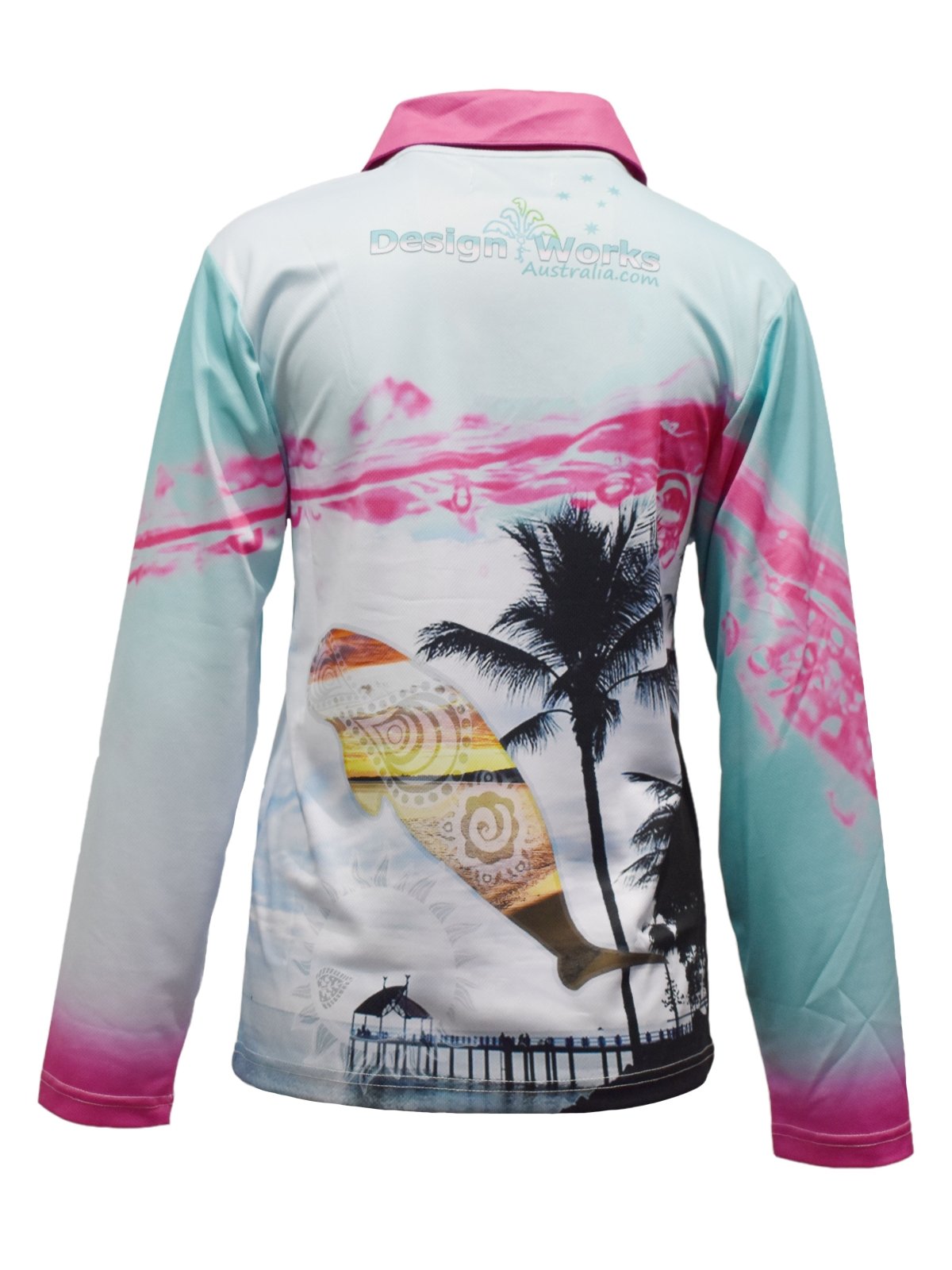 Adult L/S Fishing Shirt - Pink Jetty - Design Works Apparel