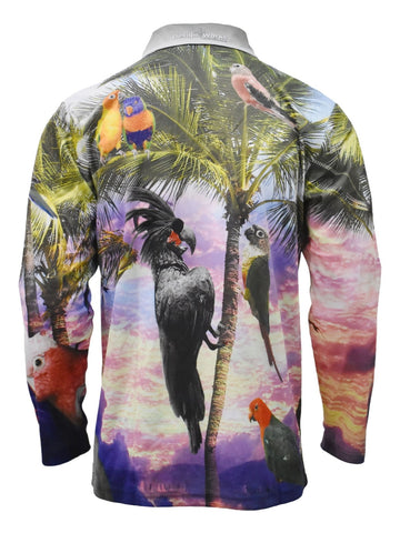 Adult Long Sleeve Fishing Shirts - Parrots - Design Works Apparel - Create Your Vibe Outdoors sun protection